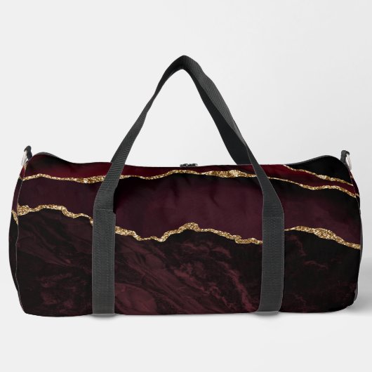 Burgundi Gold Glitzer Agate Large Duffel Bag Duffle Bag (Vorderseite)