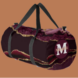 Burgundi Gold Glitzer Agate Large Duffel Bag Duffle Bag
