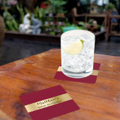 Burgundi Gold Namensskript Geburtstag Rechteckiger Pappuntersetzer