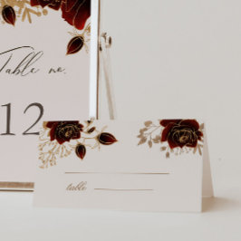 Burgundi Gold Rose Tischnummer Card
