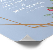 burgundisch-blaues geometrisches Hochzeitszeichen Poster (Ecke)