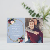 burgundische, staubblaue geometrische Save the Dat Save The Date (Stehend Vorderseite)