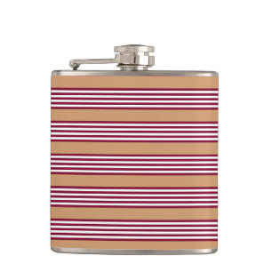 Burgundred five stripes pattern flachmann