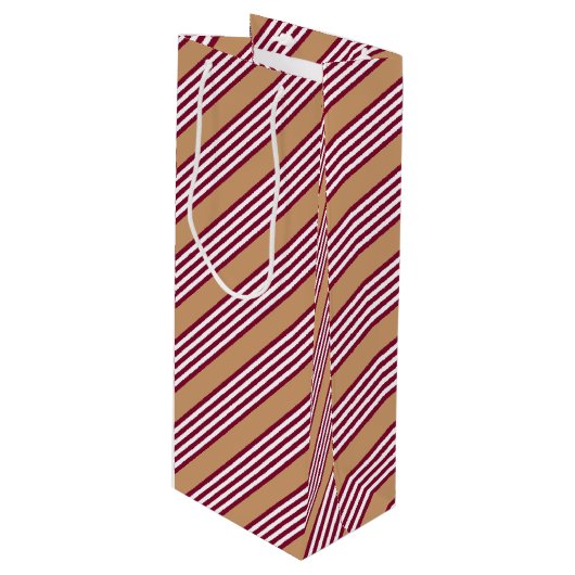 Burgundred five stripes pattern geschenktüte für weinflaschen (Vorderseite Schrägansicht)