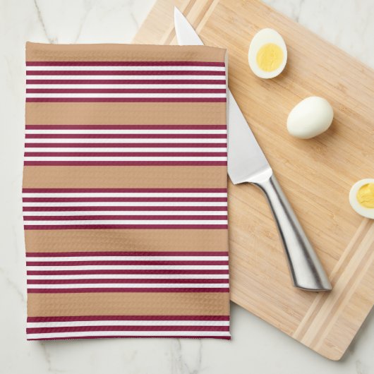 Burgundred five stripes pattern geschirrtuch (Viertel Falte)