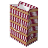 Burgundred five stripes pattern mittlere geschenktüte (Rückseite Schrägansicht)