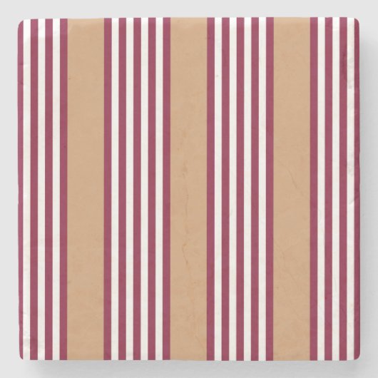 Burgundred five stripes pattern steinuntersetzer (Vorderseite)