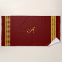 Burgundred mit Gold Monogram & Diamond Muster