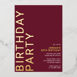 Burgundrot & Gold Elegante moderne maroon Geburt Folieneinladung