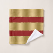 Burgundrot und luxuriöse goldene Streifen Muster Badhandtuch Set (Waschlappen)