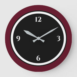 Burgundschwarz und weiß Minimalistische große Uhr