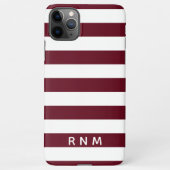 Burgundstreifen mit Name oder Monogramm-Set iPhone Hülle (Rückseite)