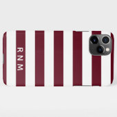 Burgundstreifen mit Name oder Monogramm-Set iPhone Hülle (Rückseite (Horizontal))