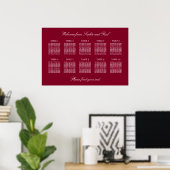 Burgundy 10 Table Wedding Seating Chart Poster (Heimbüro)