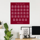Burgundy 29 Tabelle Hochzeitsdiagramm Poster (Heimbüro)