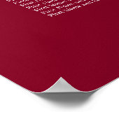 Burgundy 6 Table Wedding Chart Poster (Ecke)