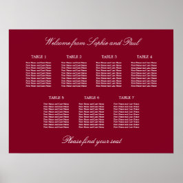 Burgundy 7 Table Wedding Chart Poster