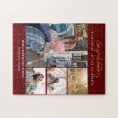 Burgundy Abschluss Foto Collage Grad Erinnerungen Puzzle (Horizontal)