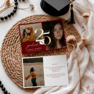 Burgundy-Abschluss-Klasse 2025-Party Folieneinladung