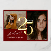 Burgundy-Abschluss-Klasse 2025-Party Folieneinladung (Vorderseite)