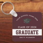 Burgundy Abschluss Personalisierter Schlüsselanhän Schlüsselanhänger (Vorderseite)