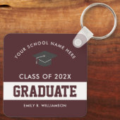 Burgundy Abschluss Personalisierter Schlüsselanhän Schlüsselanhänger (Rückseite)