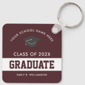 Burgundy Abschluss Personalisierter Schlüsselanhän Schlüsselanhänger (Rückseite)