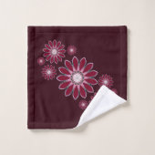 Burgundy Abstrakt Floral Badhandtuch Set (Waschlappen)