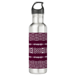 Burgundy African Bogolan Designer Wasserflasche Edelstahlflasche