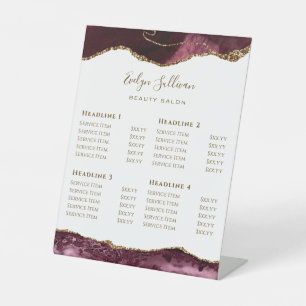 Burgundy Agate Beauty Salon Pedestal Zeichen Sockelschild