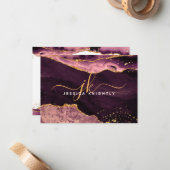 Burgundy Agate Geode Gold Glitzer Script Monogram Mitteilungskarte (Vorderseite/Rückseite Beispiel)