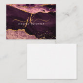 Burgundy Agate Geode Gold Glitzer Script Monogram Mitteilungskarte (Vorne/Hinten)