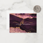 Burgundy Agate Geode Gold Glitzer Script Monogram Mitteilungskarte (Vorderseite/Rückseite Beispiel)