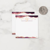 Burgundy Agate Geode Script Monogram Gold Glitzer Mitteilungskarte (Vorderseite/Rückseite Beispiel)