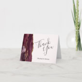 Burgundy Agate Gold Blush Wedding Vielen Dank Karte (Vorderseite)