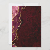 Burgundy Agate Gold Elegante Hochzeit Einladung (Rückseite)