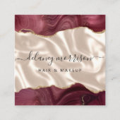 Burgundy Agate Gold Glitter Ivory Luxury Quadratische Visitenkarte (Vorderseite)