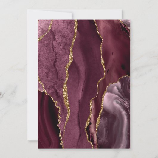 Burgundy Agate Gold Glitzer Bestätigung Einladung (Rückseite)