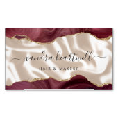 Burgundy Agate Gold Glitzer Luxus Magnetische Visitenkarte (Vorderseite)