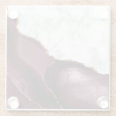 Burgundy Agate Gold Glitzer Weißes Imitat Marmor Glasuntersetzer (Rückseite)