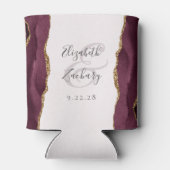 Burgundy Agate Gold Imitats Glitzer Blush Wedding Dosenkühler (Rückseite)