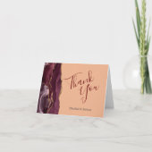 Burgundy Agate Gold Peach Wedding Vielen Dank Karte (Vorderseite)