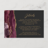 Burgundy Agate Gold Script Details zur Hochzeit Begleitkarte (Vorderseite)
