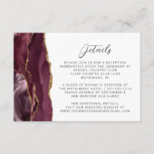 Burgundy Agate Gold Script Wedding Details Begleitkarte (Vorderseite)