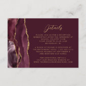 Burgundy Agate Gold Script Wedding Details Begleitkarte (Vorderseite)