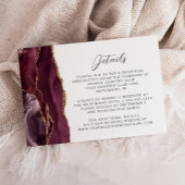 Burgundy Agate Gold Script Wedding Details Begleitkarte