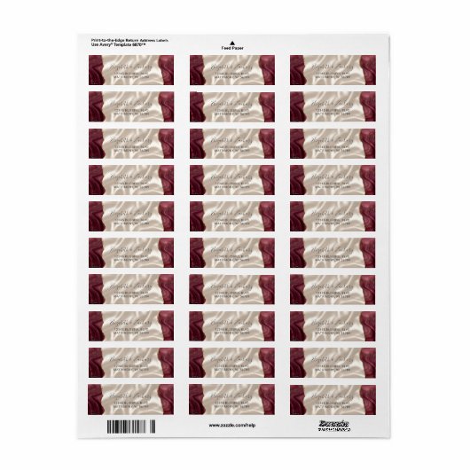 Burgundy Agate Ivory Silk Wedding Rücksendeadresse (Vorne)