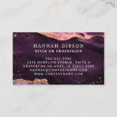 Burgundy Agate Script Monogram Imitate Gold Glitze Visitenkarte (Rückseite)