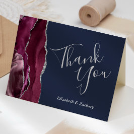 Burgundy Agate Silver Glitzer Navy Blue Vielen Dan Karte