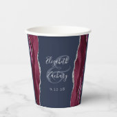 Burgundy Agate Silver Glitzer Navy Blue Wedding Pappbecher (Vorderseite)